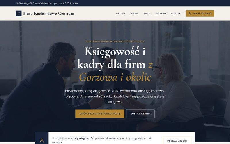 Pierwszy ekran przykładowej strony: biuro rachunkowe