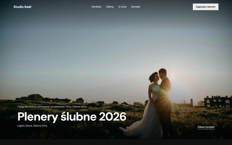 Pierwszy ekran przykładowej strony: fotograf i filmowiec